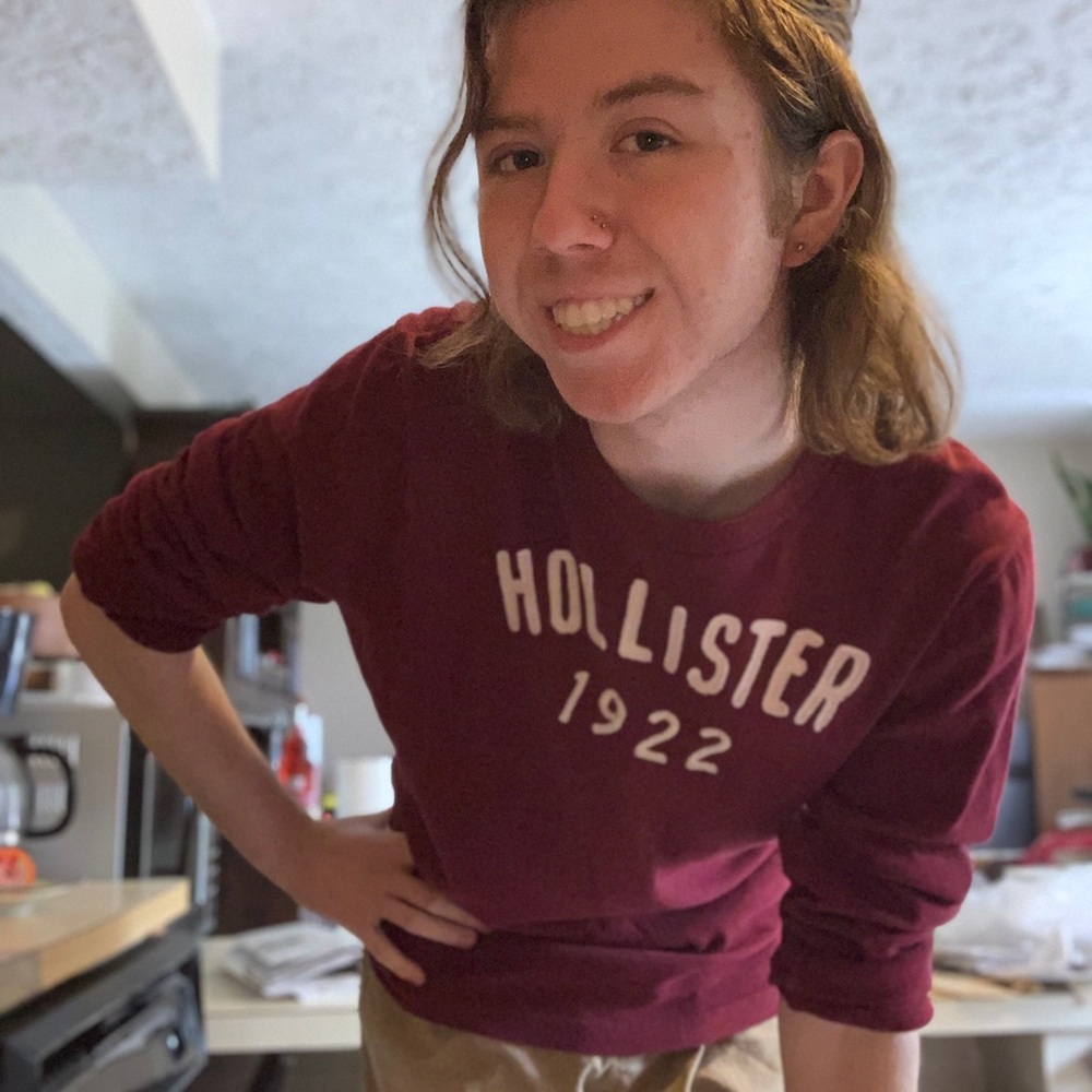 Long sleeve maroon Hollister shirt